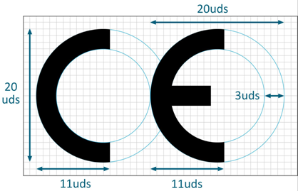 Logotipo Marcado CE - dimensiones y composicion